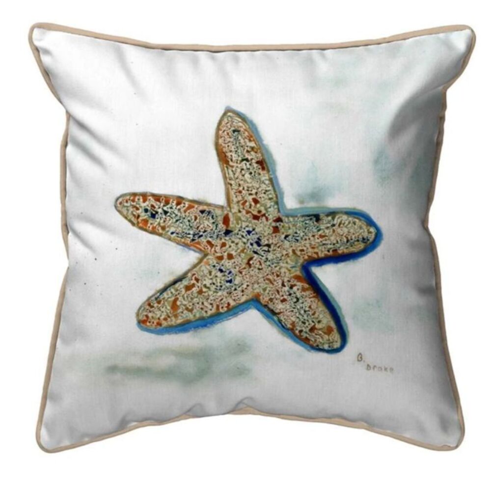 Betsy Drake STARFISH Size 22" x 22“ Shell Art Large Indoor/Outdoor Pillow